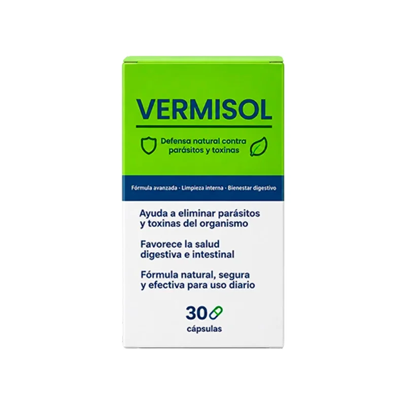 Vermisol — caja del suplemento con la lista de ingredientes